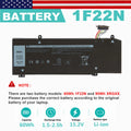 1F22N HYWXJ Battery for Alienware M15 M17 2018 G5 15 5590 G7 7590 7790 P82F 60Wh