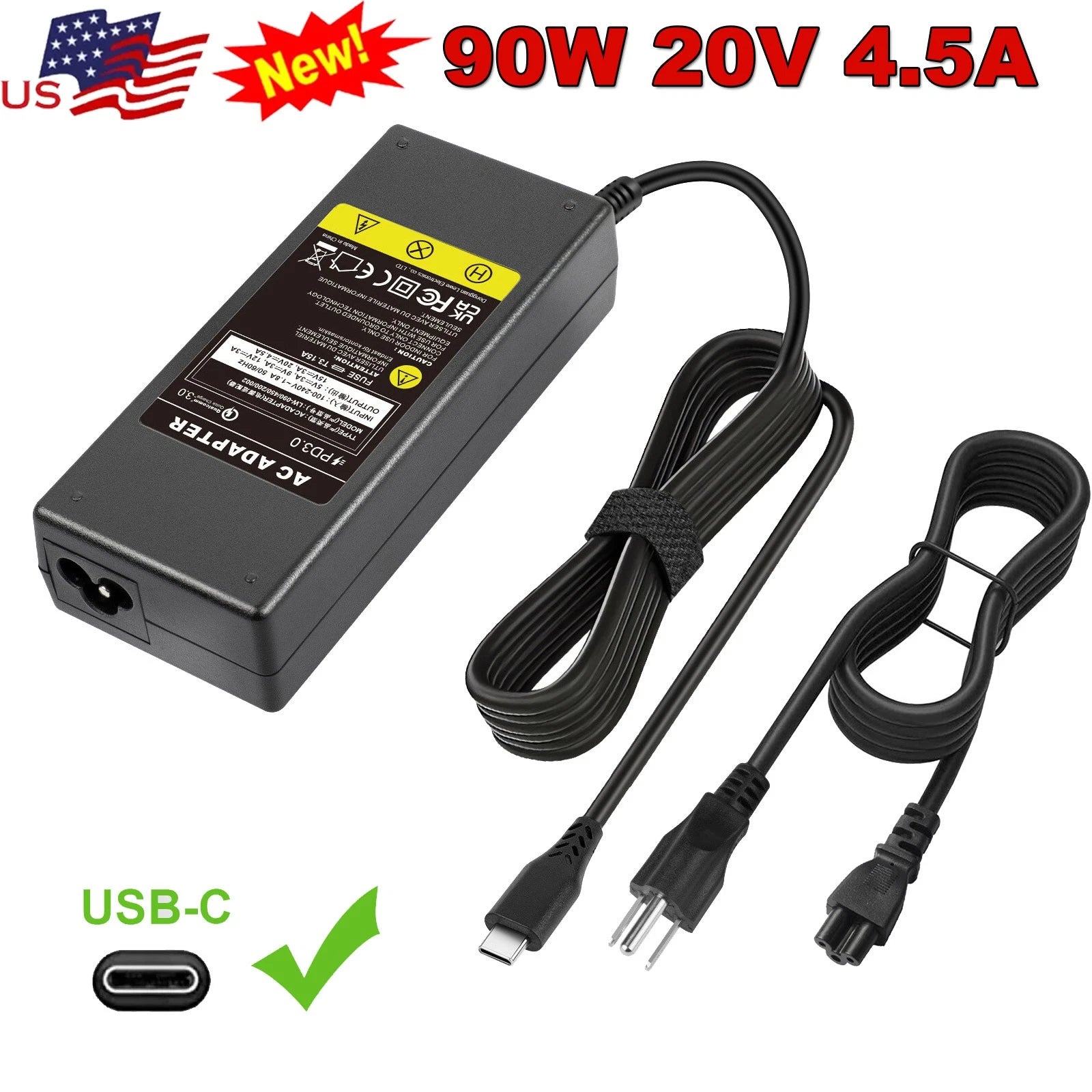 90W USB C Adapter Charger For Dell Latitude 5501 5510 5511 5520 5521 5530 5531