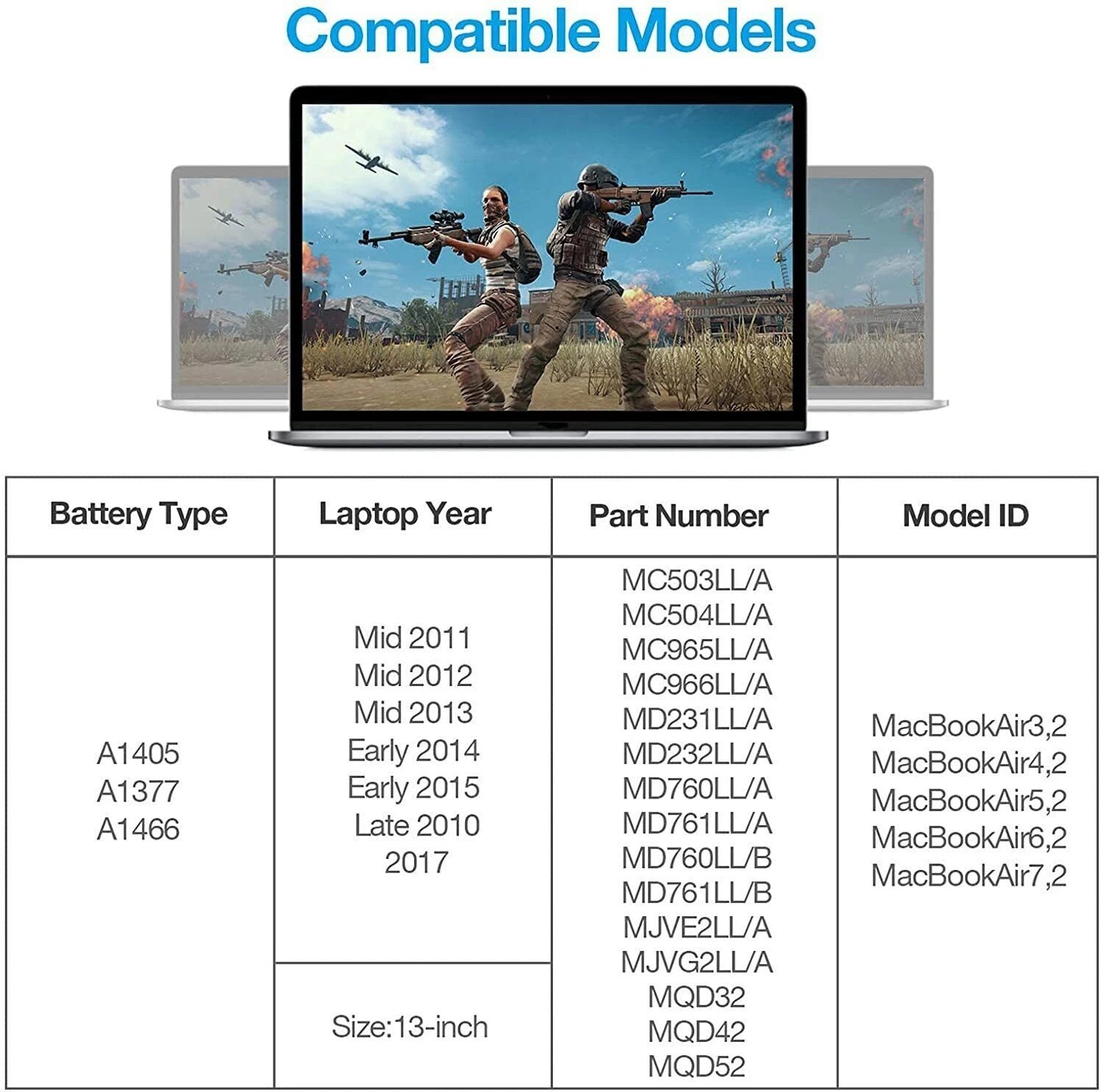 A1405 Battery For Macbook Air 13" A1496 A1466 Mid 2012-2013 Early 2014 2015