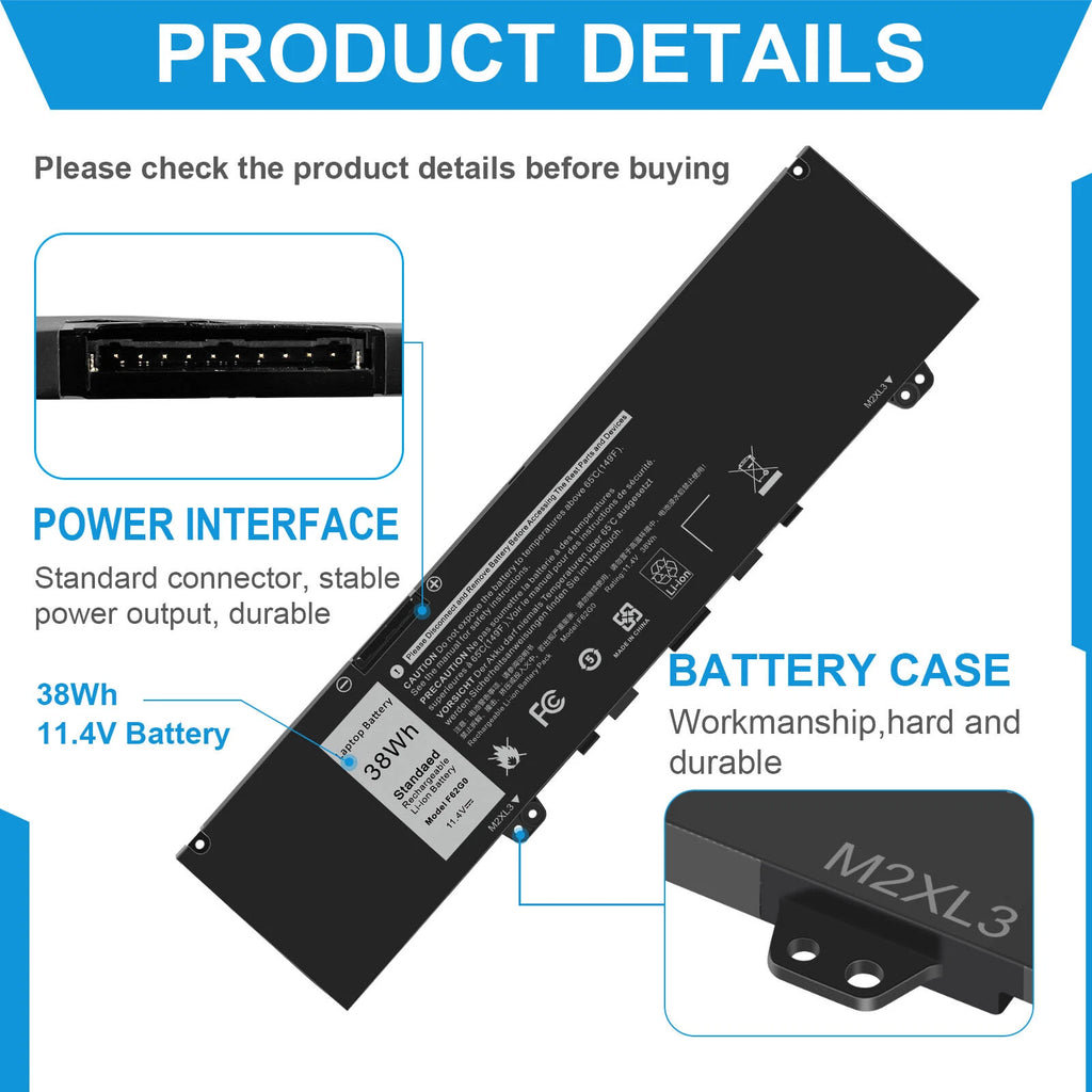 F62G0 RPJC3 Battery For Dell Inspiron 13 7000 2-in-1 7373 7386 7370 7380 5370