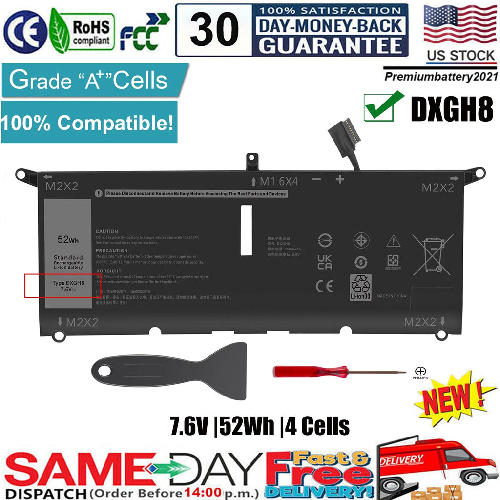 Battery DXGH8 For Dell XPS 13 9370 9380 Inspiron 13 7390 7391 2-in-1 5390 0DRRP