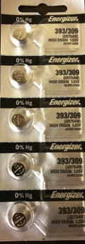 ENERGIZER 393/309 SR754W(5 piece) WATCH BATTERIES NEW SEALED Authorize Seller
