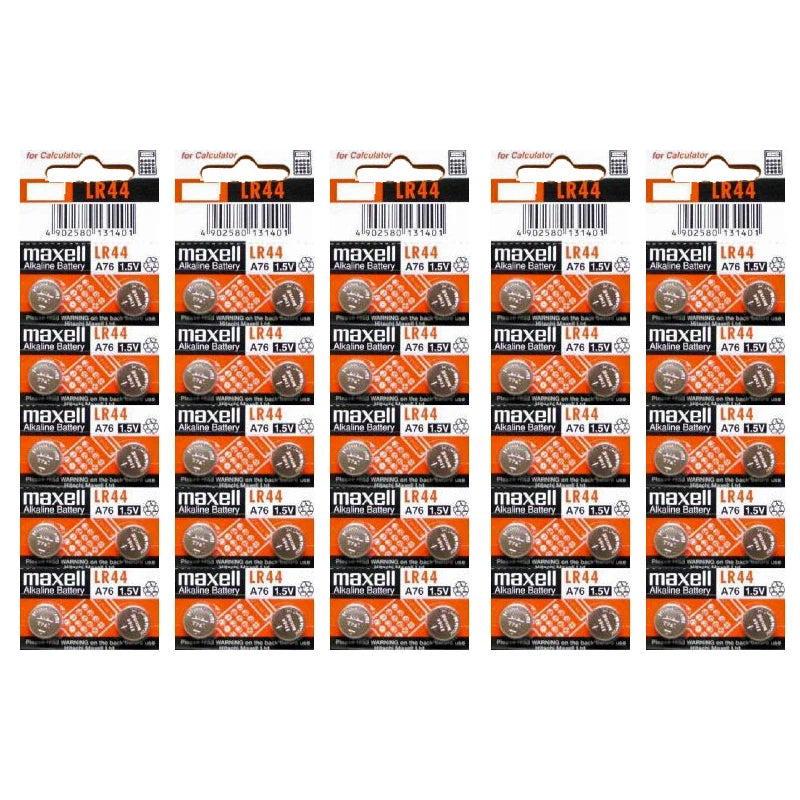 50 Pieces Maxell LR44 A76 357 303 AG13 1.5V Coin Cell Button Batteries