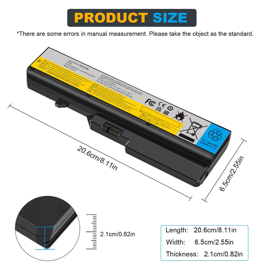 Laptop Battery for Lenovo IdeaPad G460 G470 G560 G570 V470 V570 Z470 L09S6Y02