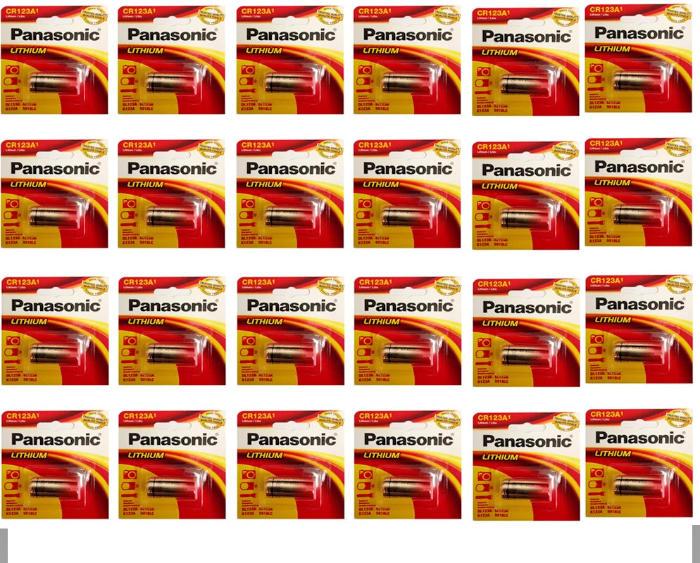 24 Panasonic CR123A 123 3V Lithium Batteries Retail Packaging Replaces EL123 K