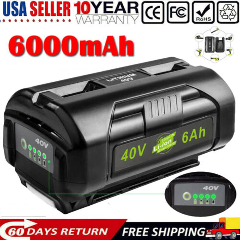 40V Battery For Ryobi 40 Volt 6.0Ah Lithium OP4060 OP4030 OP4050 OP40602 OP40261