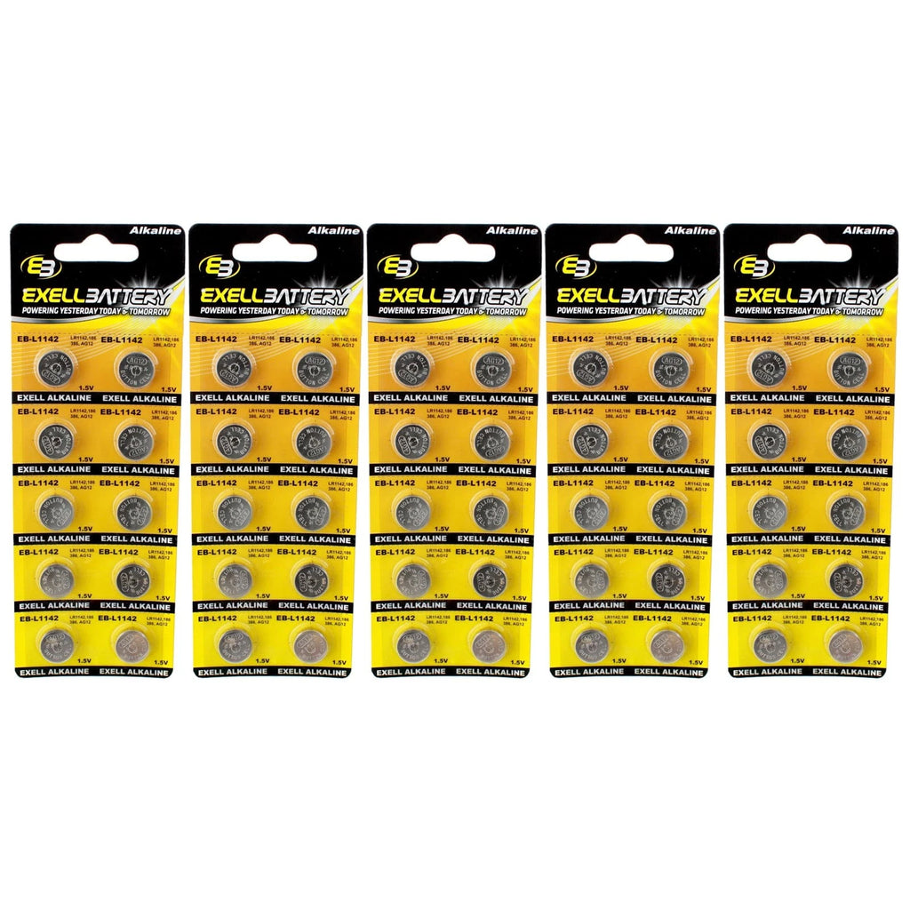5pc 10pk Exell EB-L1142 Alkaline 1.5V Watch Battery Compatible With AG12 386