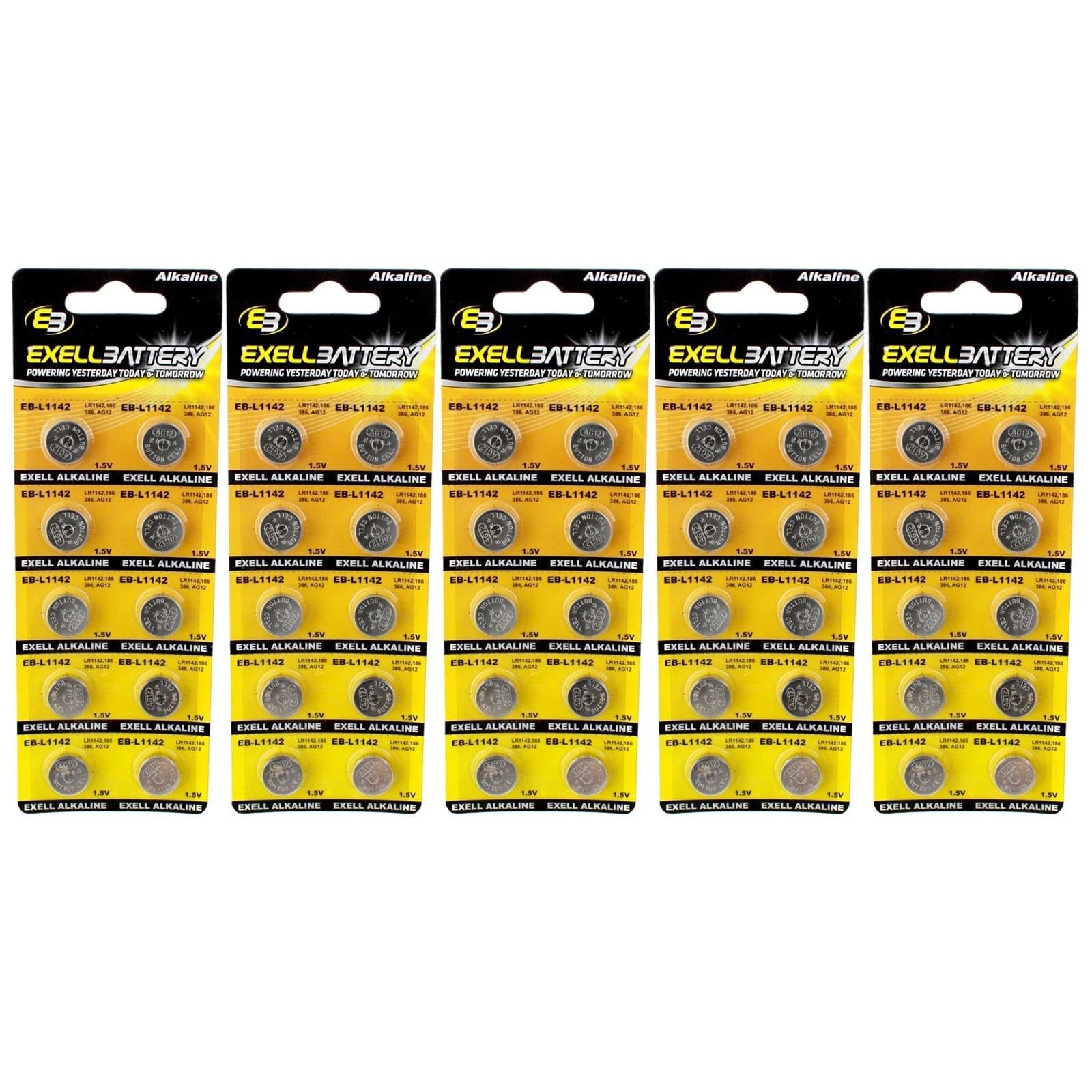 5pc 10pk Exell EB-L1142 Alkaline 1.5V Watch Battery Compatible With AG12 386