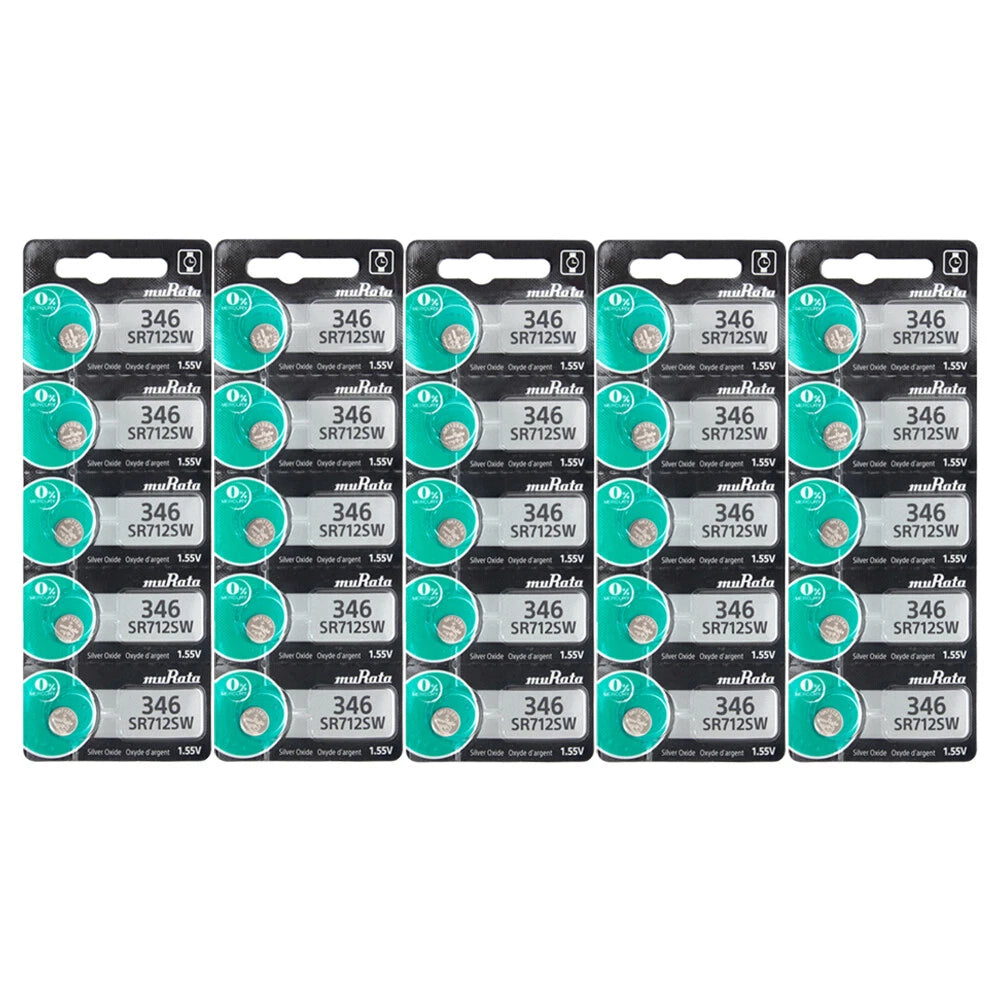 Murata Silver Oxide 1.55V Batteries Size SR712SW (346) (Pack of 25)