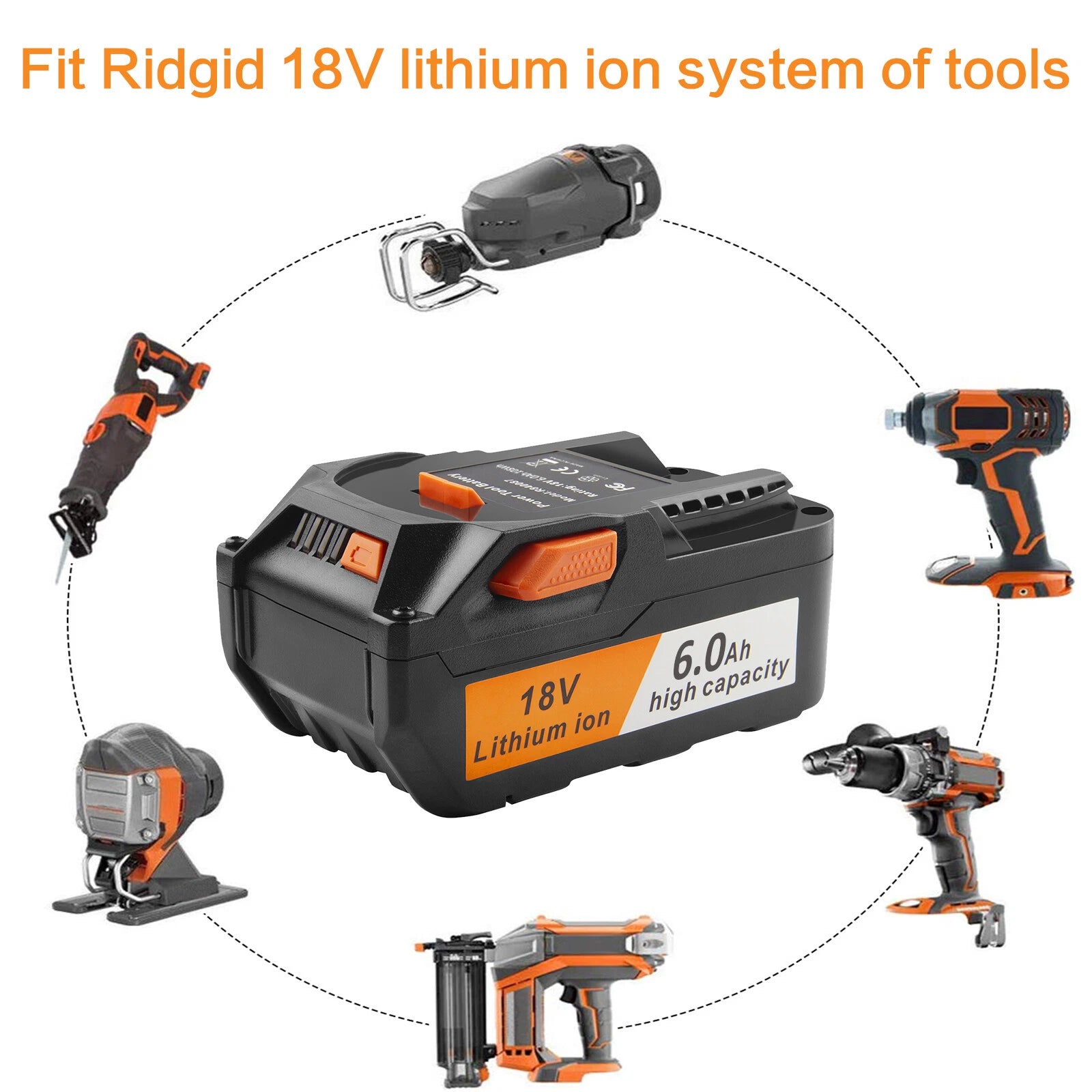 2-4PACK for Ridgid R840085 6.0Ah Lithium Battery Rigid 18Volt R840087 Power Tool