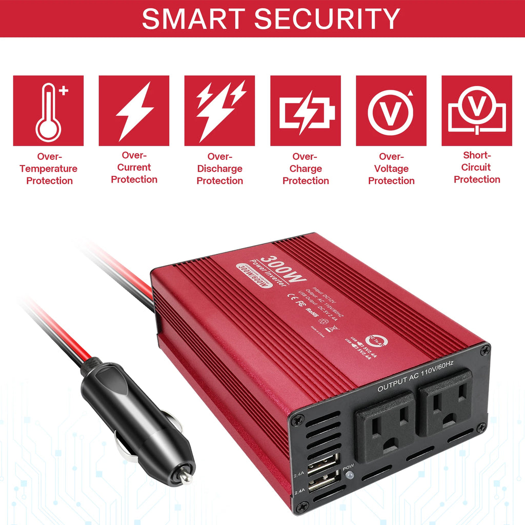 1000W Car Power Inverter DC 12V to AC 110V 120V Converter Adapter Charger Outlet
