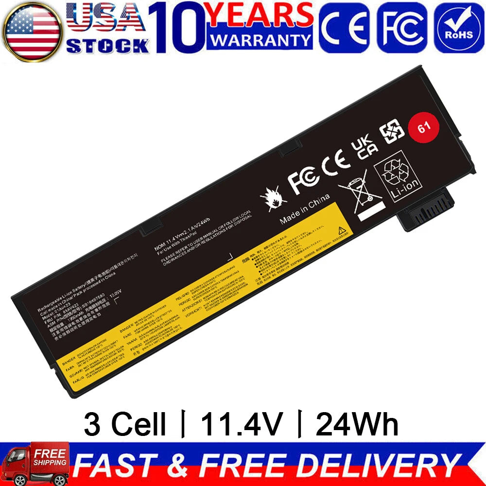 61 NEW 24Wh 01AV424 Battery For Lenovo ThinkPad T470 T480 SB10K97579 / Charger