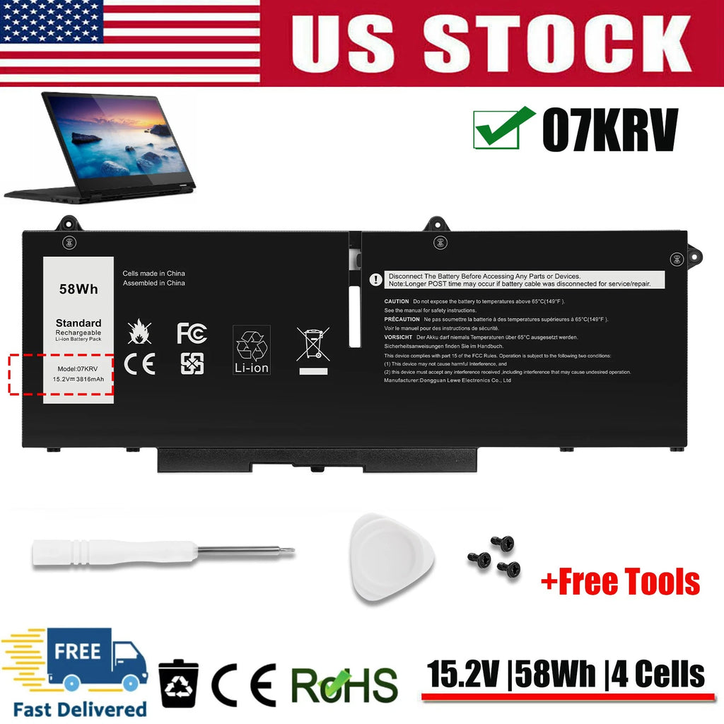 New 58Wh 07KRV Battery for Dell Latitude 5430 5530 Precision 3570 M69D0 O7KRV US