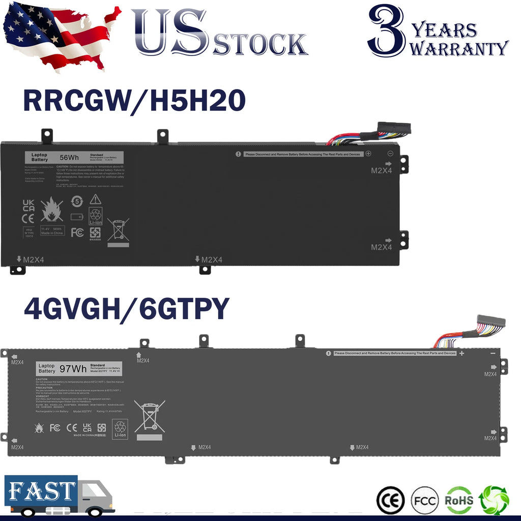 4GVGH 6GTPY H5H20 RRCGW Battery for Dell XPS15 9570 9560 9550 Precsion 5530 5520