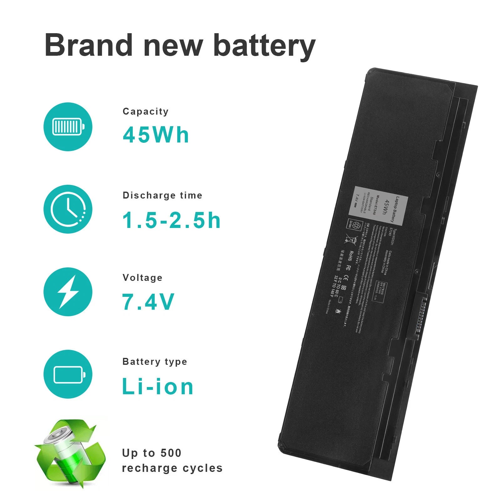 ?NEW WD52H Battery for Dell Latitude E7240 E7250 GVD76 VFV59 HJ8KP 451-BBFW 45Wh