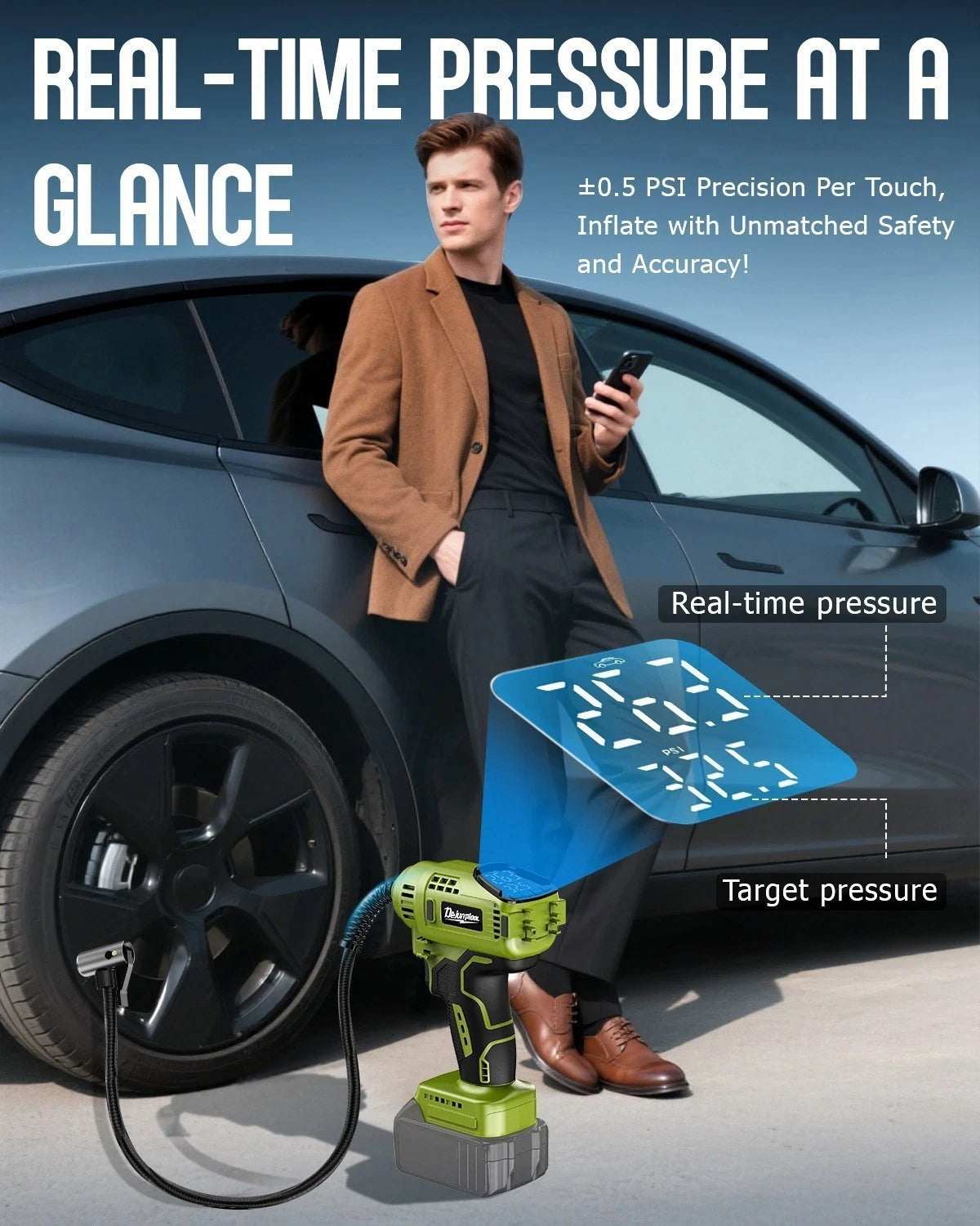 160PSI Cordless Tire Inflator Portable Air Compressor Car Air Tire Pump Digital