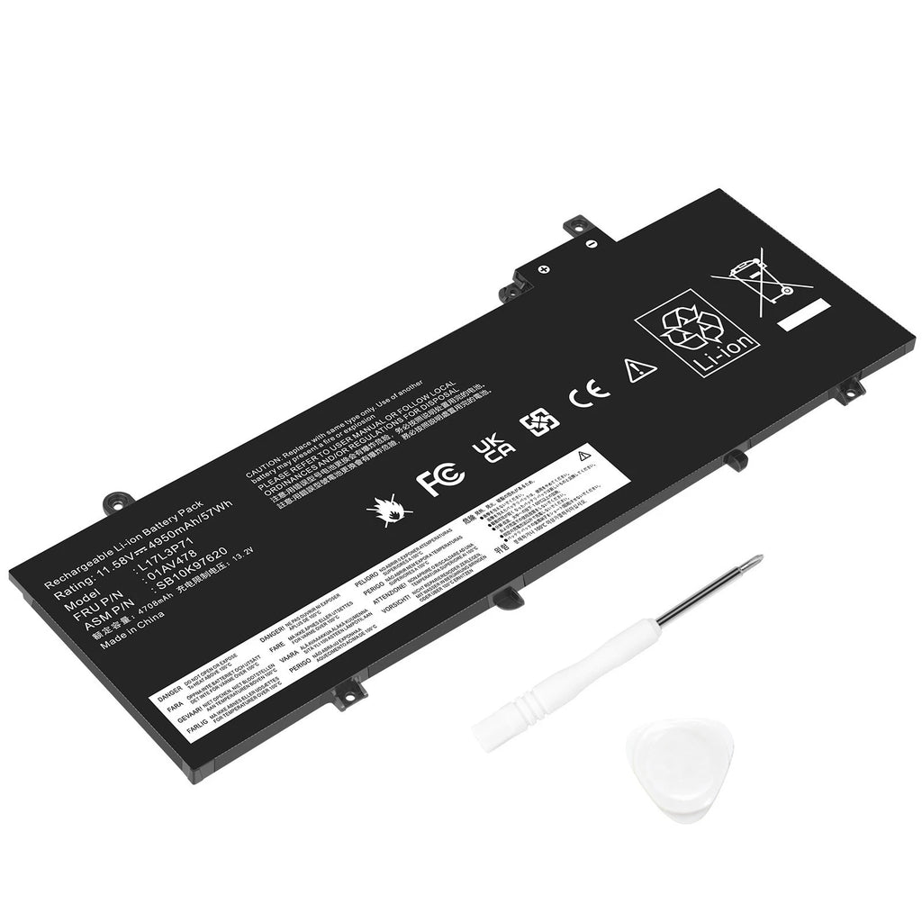 Battery For Lenovo ThinkPad T480s 01AV478 01AV479 01AV480 L17L3P71 11.58V-57Wh