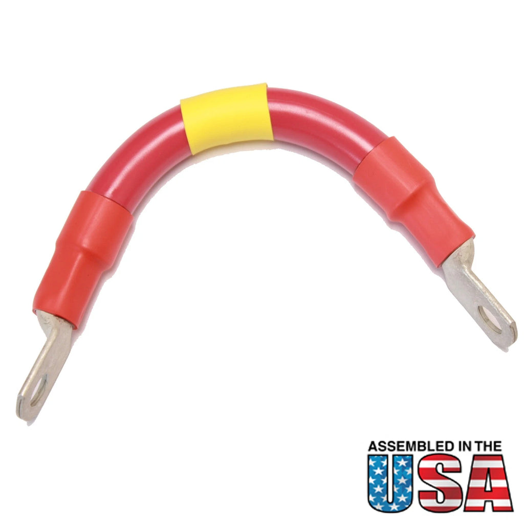 2/0 Red Battery Interconnect Cable 8" with 3/8" Lugs ASSEMBLED IN USA