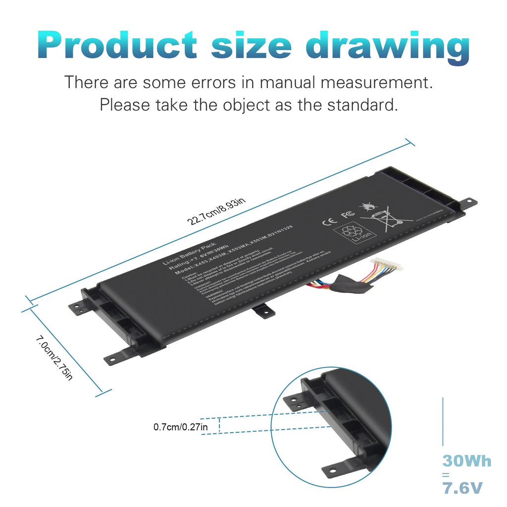 B21N1329 Battery for ASUS D553M F453MA F553M F553MA P553MA R515M X403MA X453 NEW