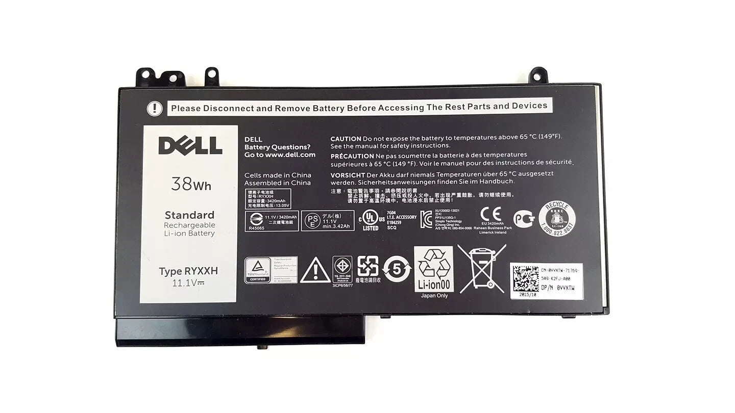 Genuine RYXXH Battery For Dell Latitude E5250 E5450 E5550 3150 3160 VVXTW