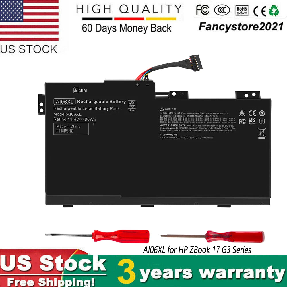 AI06XL BATTERY FOR HP ZBook 17 G3 Xeon HSTNN-LB6X HSTNN-C86C 808397-421