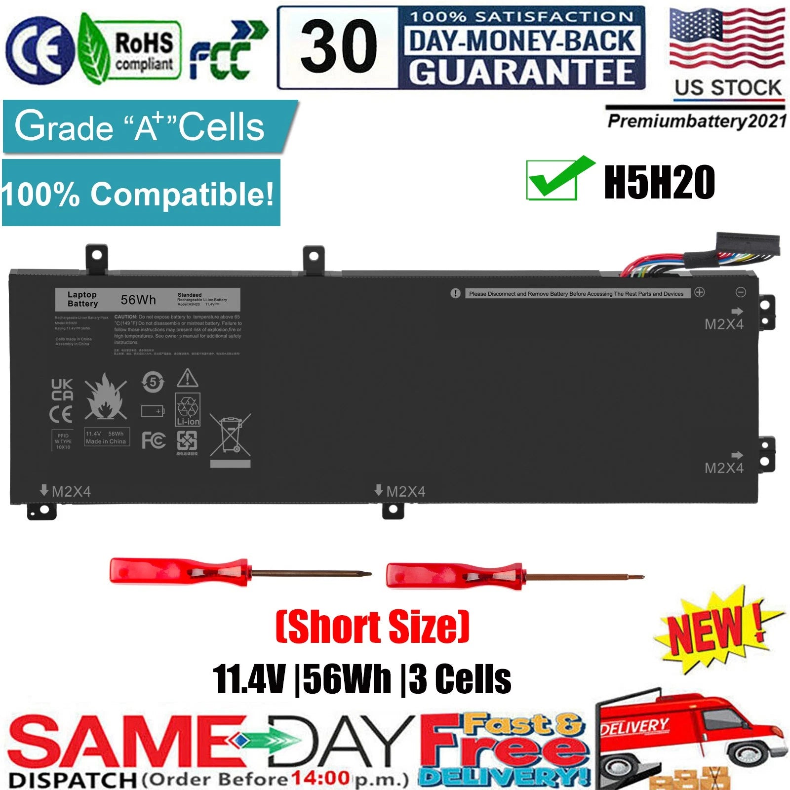 ?H5H20 Battery For Dell Precision 5510 5520 5530 5540 XPS 15 9560 9550 9570 56Wh