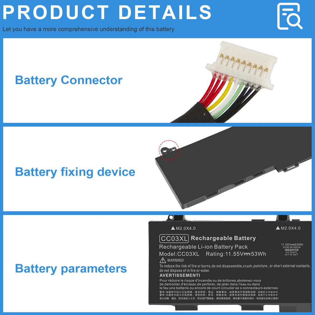 CC03XL Battery for HP EliteBook 830 835 840 G7 G8 L77608-1C1 L77608-2C1 53Wh