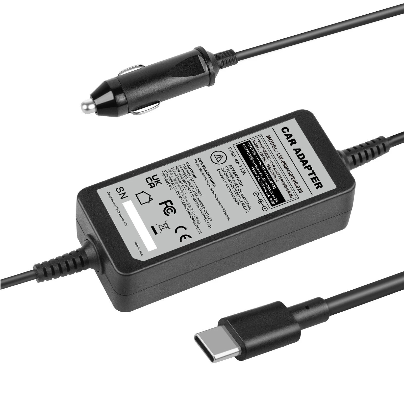 90W USB-C Vehicle Travel Car Charger Adapter for Dell HP Lenovo Yoga Computer US