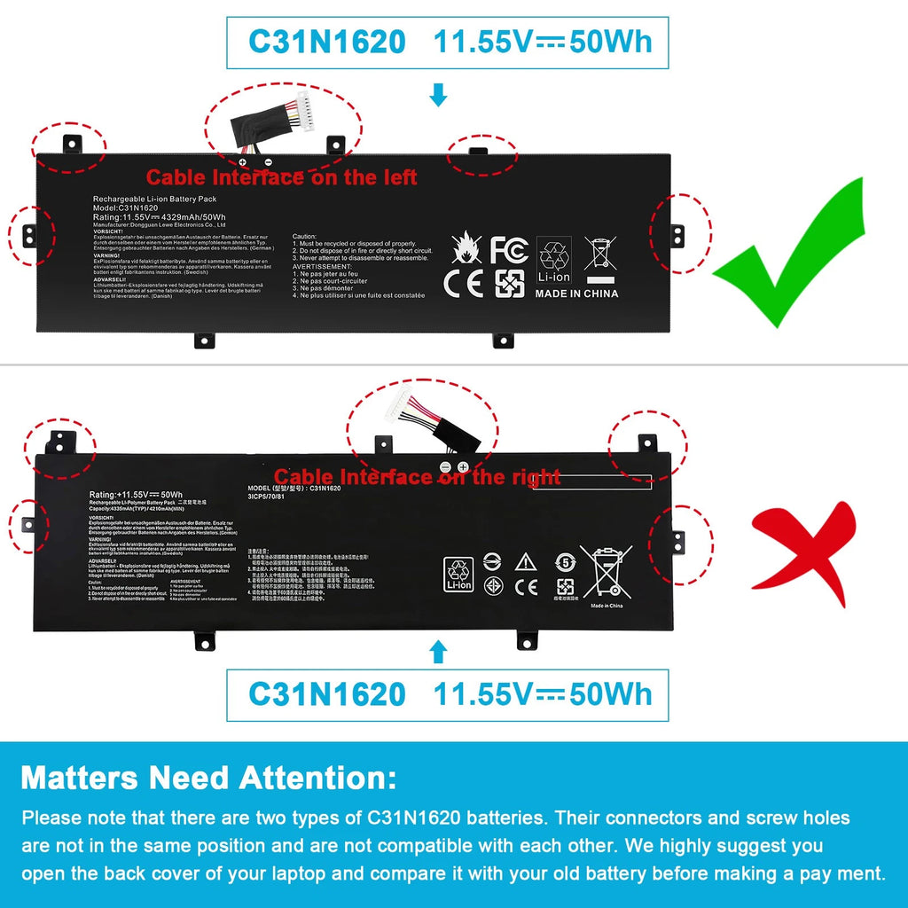 ?C31N1620 Battery For Asus Zenbook UX430 UX430UNR UX430UA UX430UN UX430UQ 50Wh