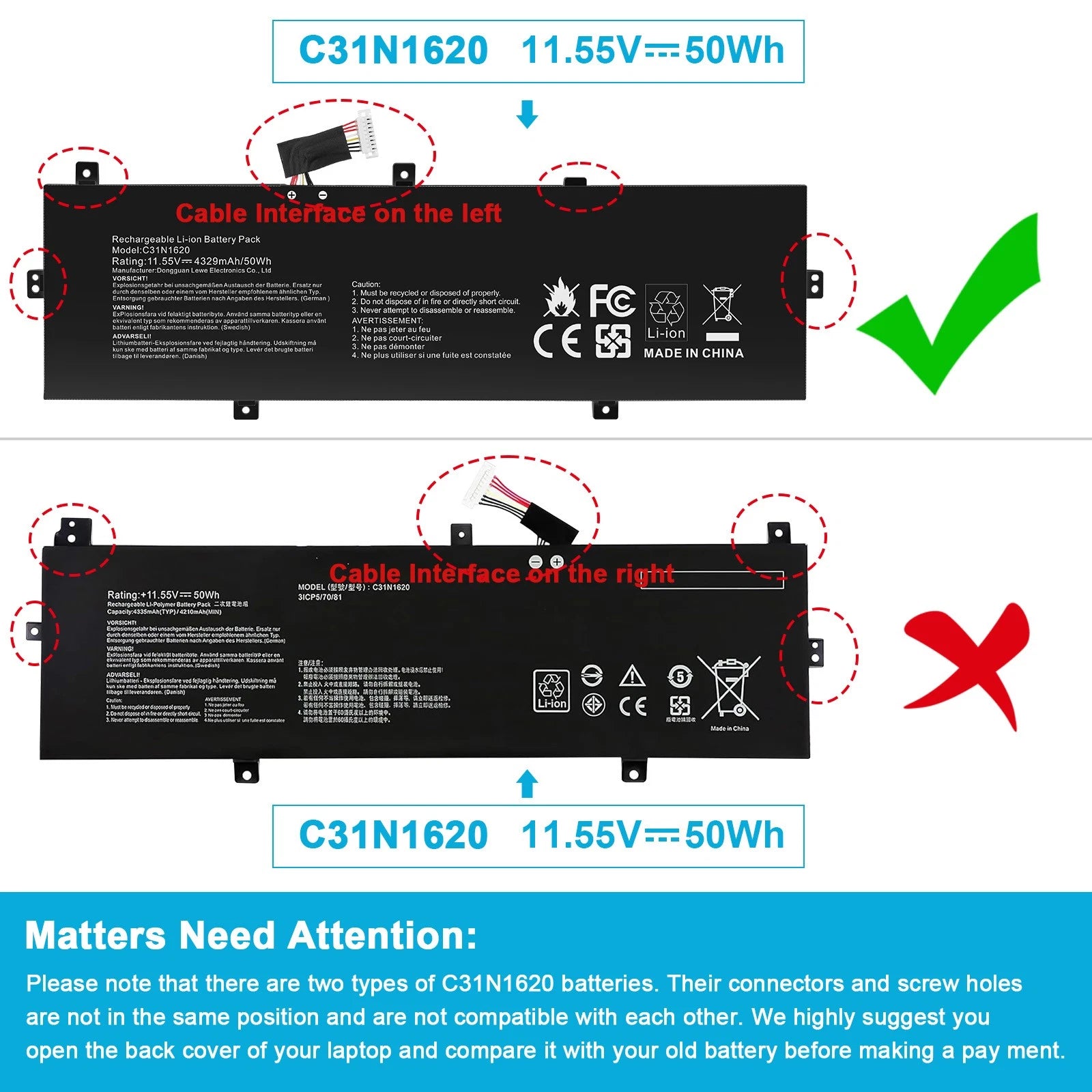 ?C31N1620 Battery For Asus Zenbook UX430 UX430UNR UX430UA UX430UN UX430UQ 50Wh