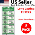 5 PCS New Lithium Battery 3V CR1225 /CR 1225 Button Cell Watch EXTRA LONG LIFE