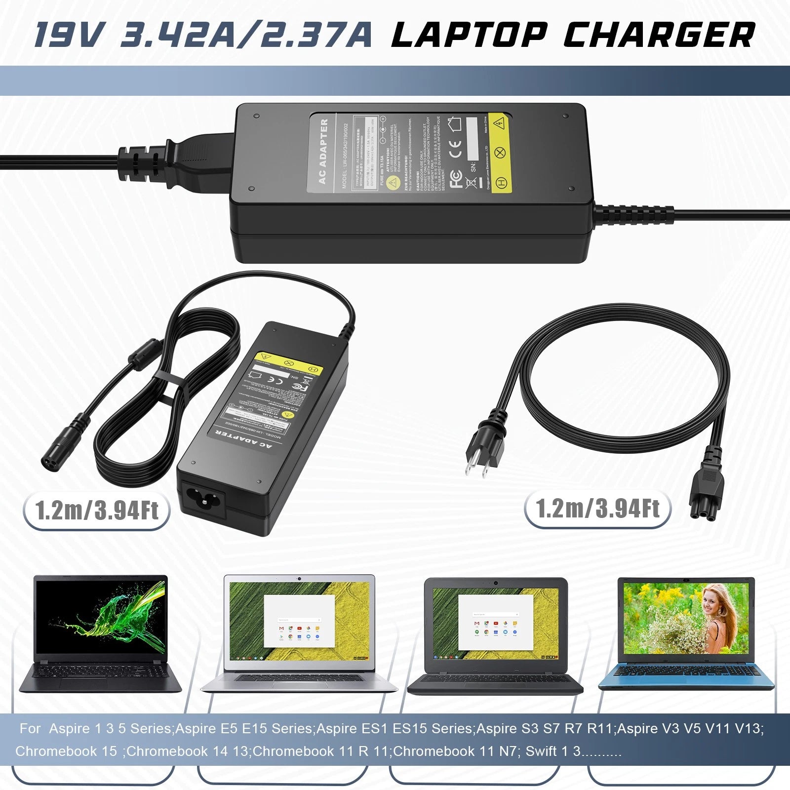 45W For AcerAspire A514-54 A515-44 A515-45 A515-46 AC Adapter Charger Power Cord