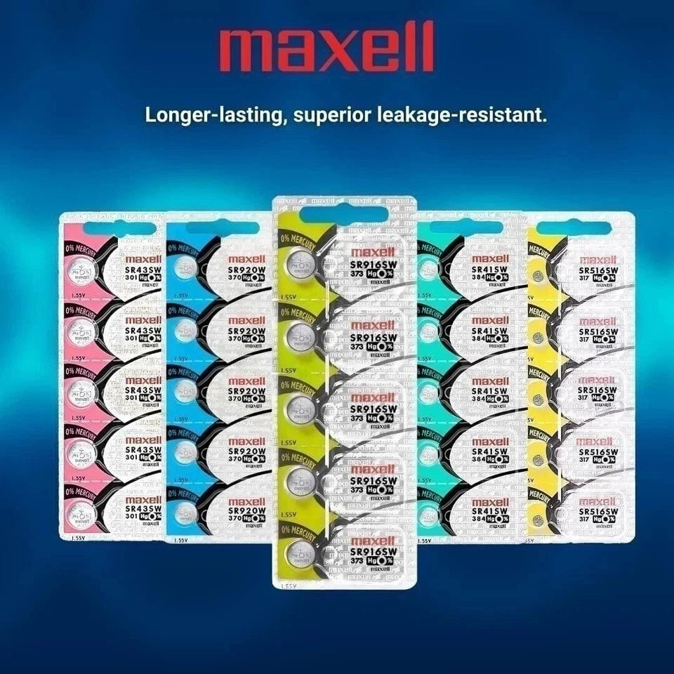 2 x MAXELL SR916SW 373 1.55v Silver Oxide Button Cell Watch Battery -...