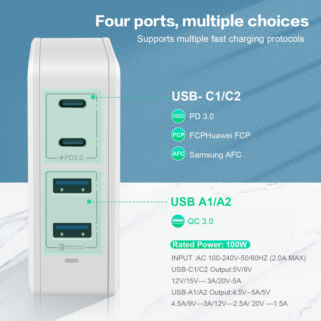 100W PD 3.0 GaN Charger Type C Foldable Adapter For iPhone 16/15/14/13 Pro Max
