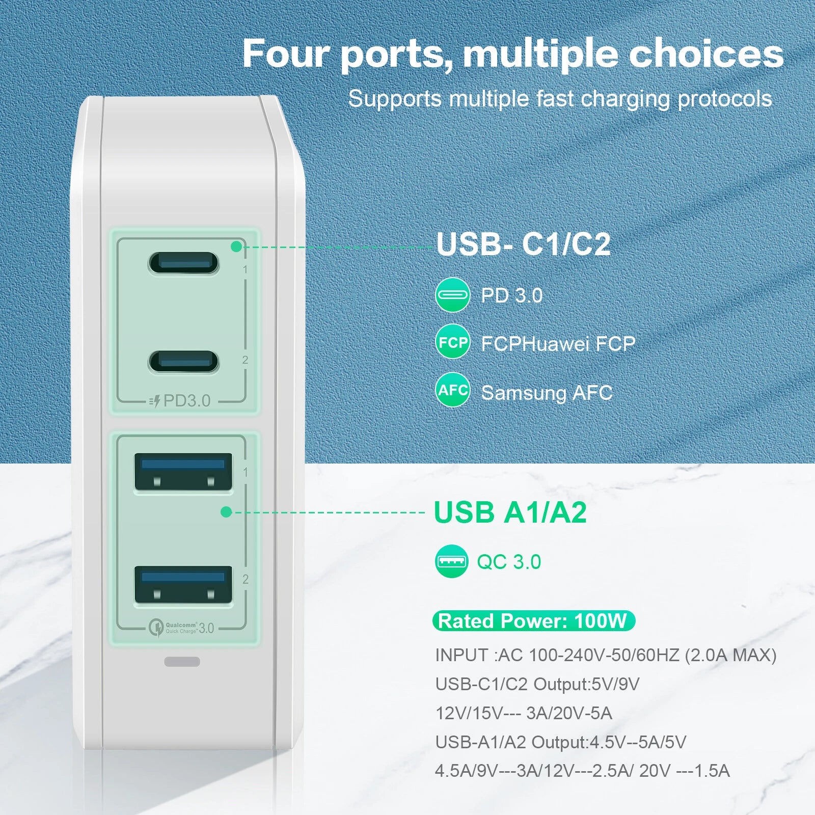100W PD 3.0 GaN Charger Type C Foldable Adapter For iPhone 16/15/14/13 Pro Max