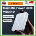 5 x 10000mAh Power Bank Magnetic Battery Pack Wireless Charger iPhone 16/15/14/X