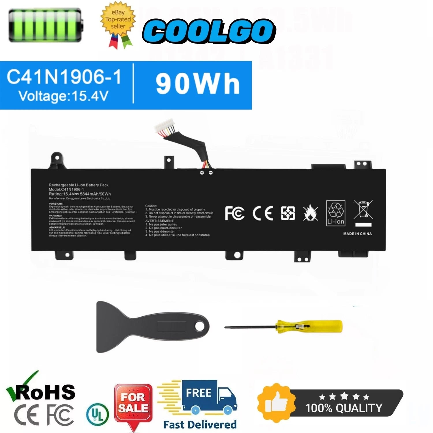 C41N1906 C41N1906-1 Battery for ASUS ROG Zephyrus Duo 15 GX550 GX550LXS GX550LWS