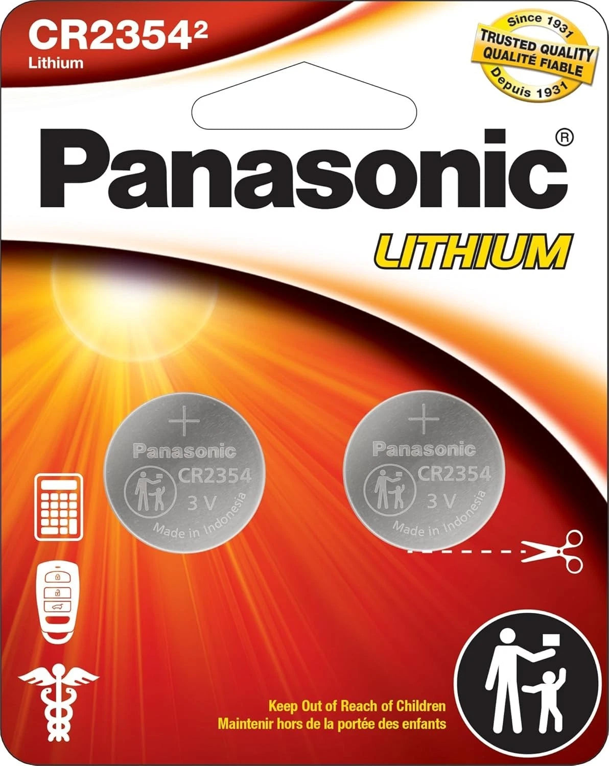 Pack of 2 OEM Panasonic 2354 Tesla Model X Key Fob Replacement Batteries CR2354