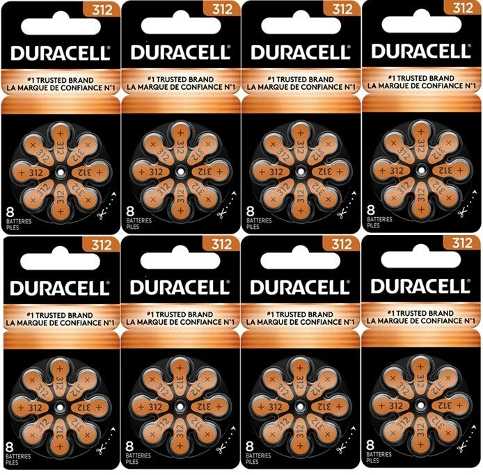 60 x Duracell Activair 312 Size Hearing aid batteries Zinc air 10 Packs of 6
