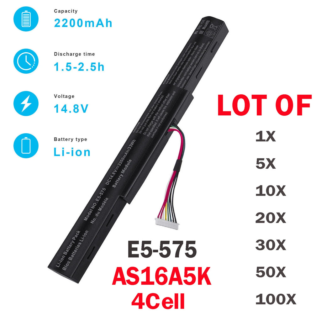 ?LOT 100X AS16A5K Battery For Acer Aspire E15 E5-475 E5-575 5-575G E5-575G-53VG