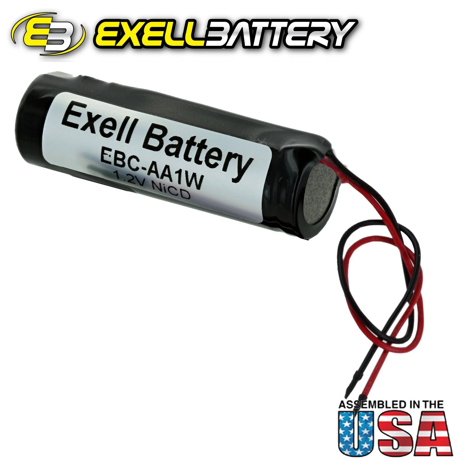 Exell 1.2V Custom NiCd 1000mAh Battery Pack w/ 5" AWG Bare Wire Leads