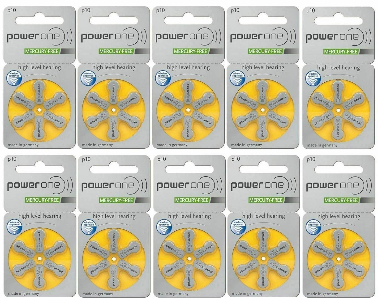 Powerone Hearing Aid Battery Size P10 - 30 to 240 batteries - Fresh Exp 2029
