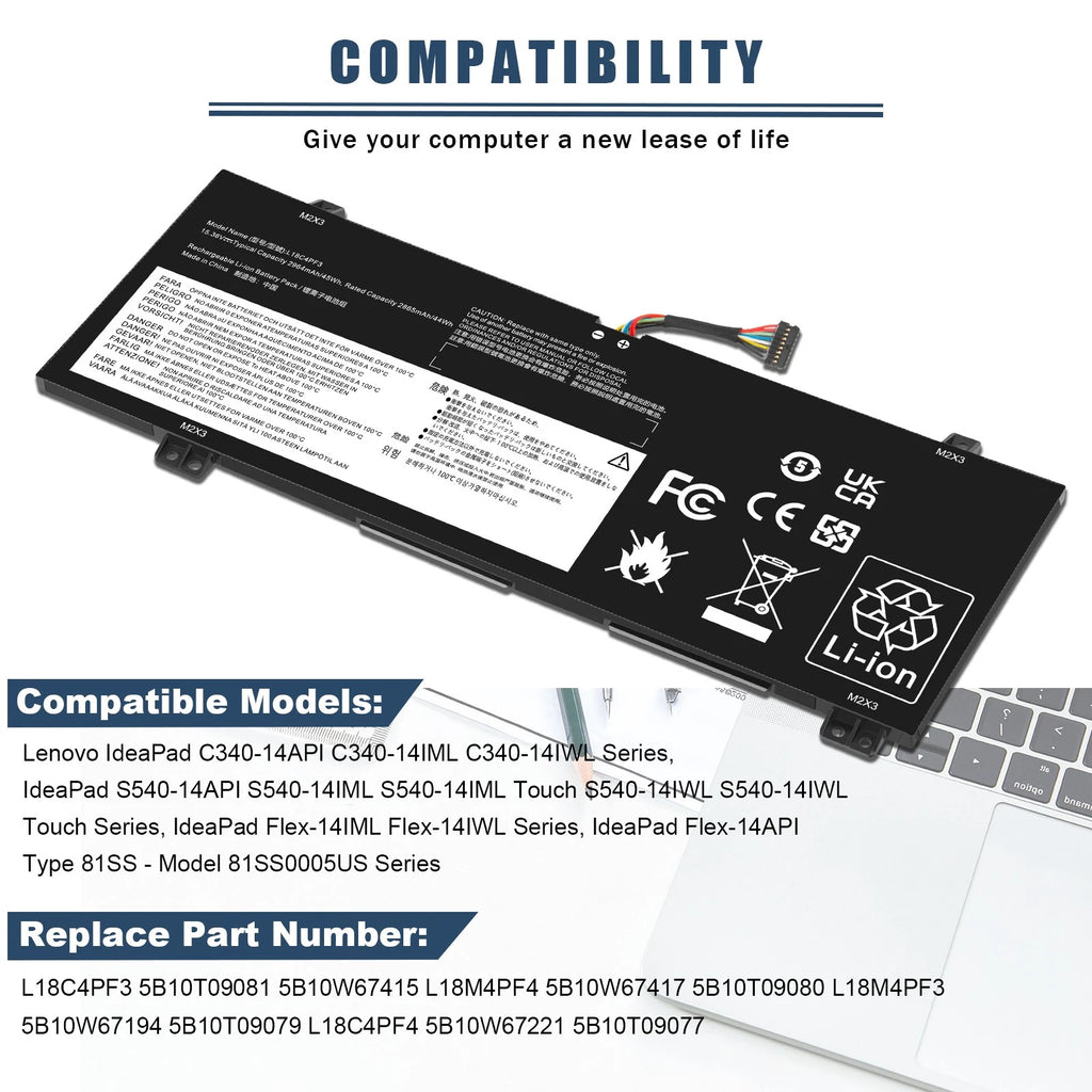 L18C4PF3 L18M4PF3 L18C4PF4 Battery For Lenovo Ideapad Flex-14API 14IWL