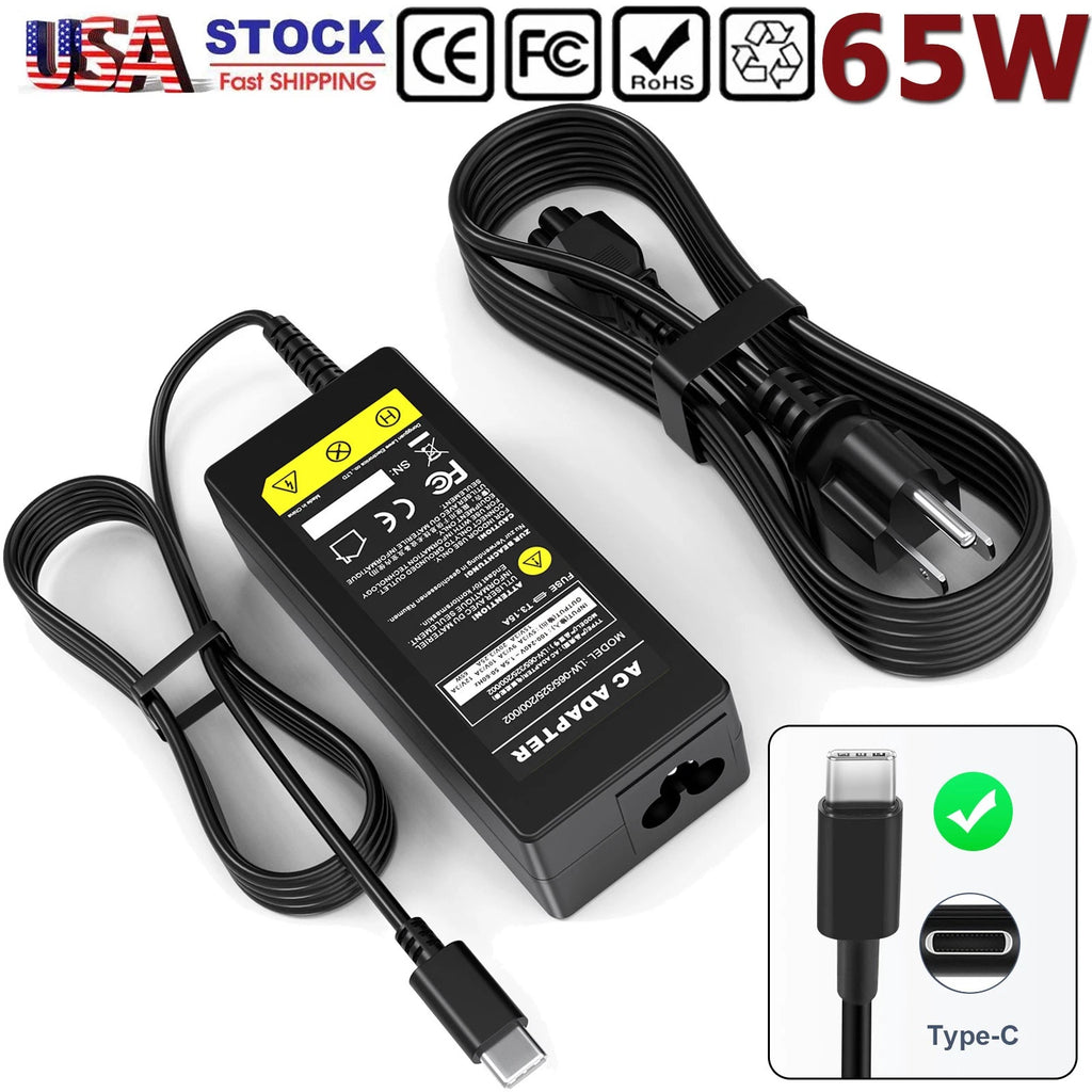 65W USB-C Type-C Laptop Charger Adapter for Lenovo Dell HP Acer ASUS MacBook Pro