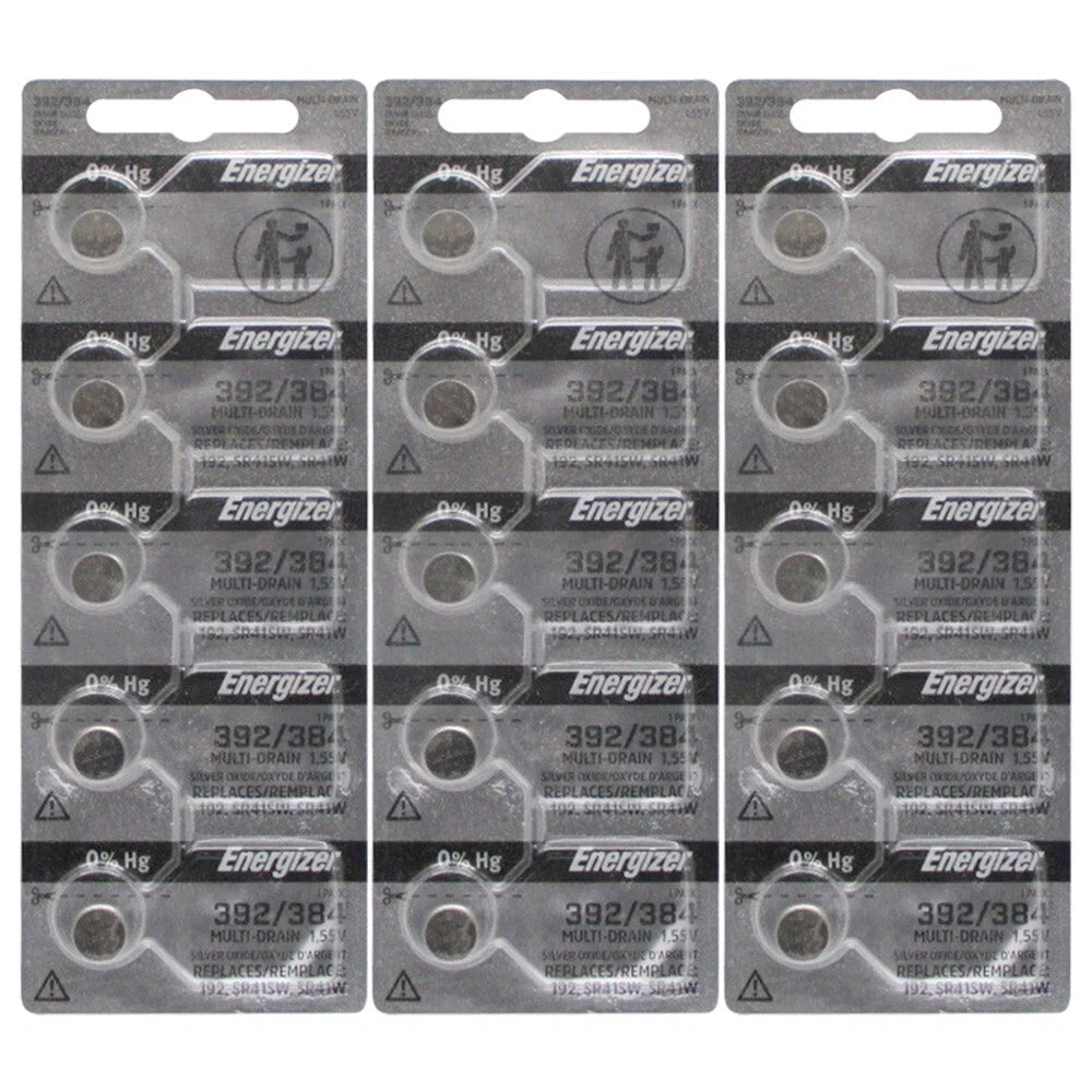 15 ENERGIZER 392 384 192 SR41SW LR41 AG3 V384 V392 D384 D392 Watch Battery