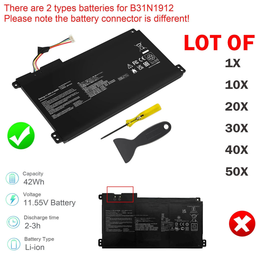 ??LOT 50X B31N1912 Battery For ASUS VivoBook14 E410M E410MA E510MA L510MA L410MA
