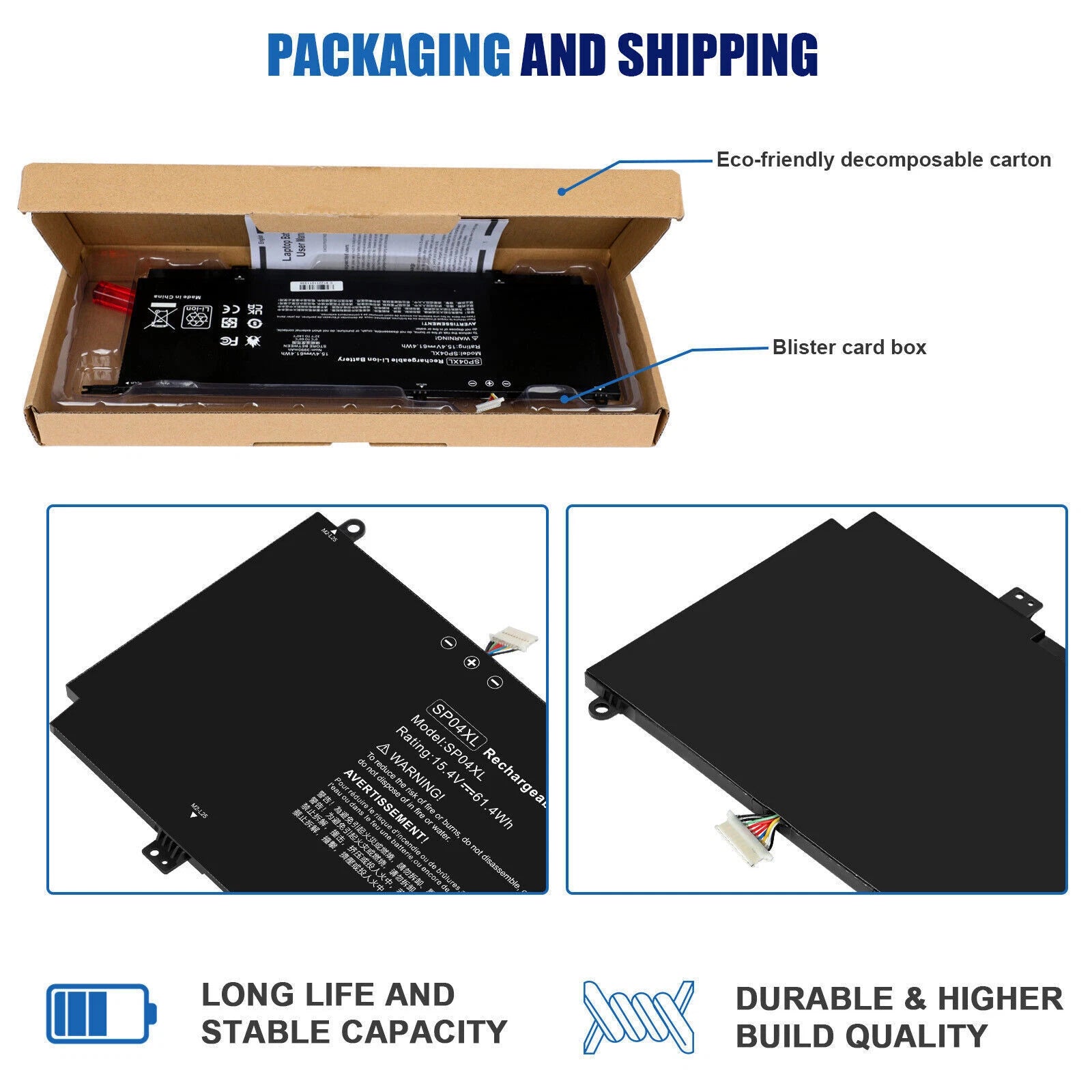 SP04XL Laptop Battery for HP Spectre X360 13-AP000 HSTNN-IB8R L28764-005 61.4Wh