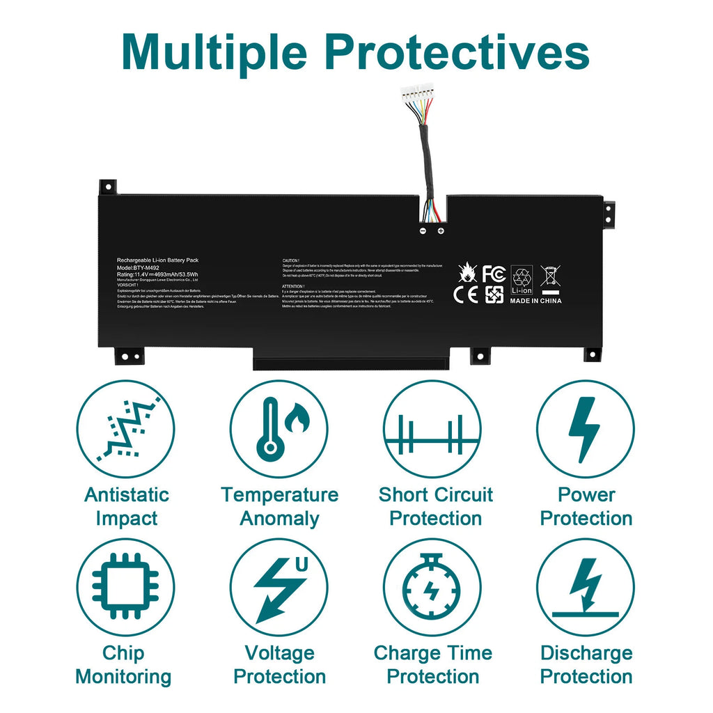 BTY-M492 Battery For MSI Pulse GL66 GL76 Katana GF66 Sword 15 A11U WF66 53.5Wh