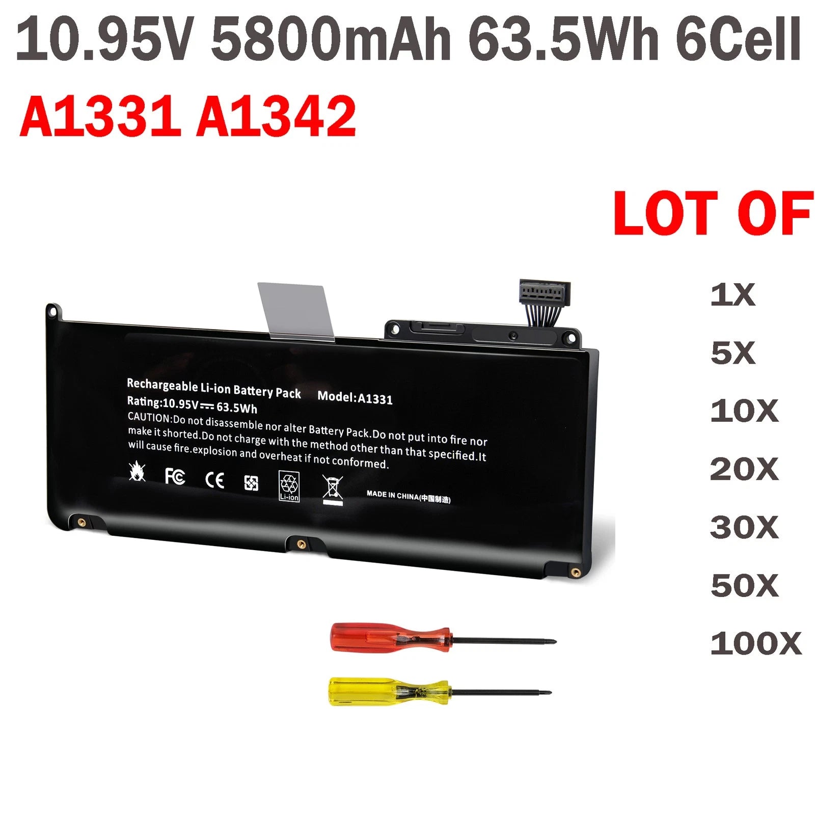 ??LOT A1331 Battery For Apple MacBook 13" A1342 (White Unibody 2009-2010) 63.5Wh