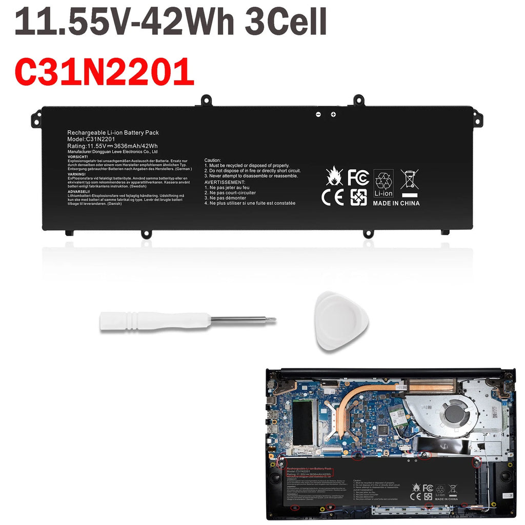 Battery C31N2201 For Asus Vivobook 15 X1504VA X1504ZA S16 OLED X1605EA Serie 42W